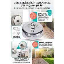 Vaelmont Geri Çekilebilir Paslanmaz Çelik Çamaşır Ipi - Çok Amaçlı Duvara Monte Çamaşır Kurutmalık