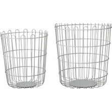 Vaelmont Açık Gri Metal Çamaşır Sepeti Çift Set, Modern ve Kullanışlı Tasarım