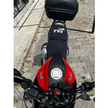 Utku Giyim Tvs Raider 125 cc Uyumlu Motosiklet Sele Kılıfı Artçı ve Sürücü Dahil Paket Siyah Renk Tvs Logolu