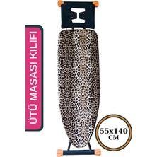 Vaelmont Keçeli ve Süngerli Ütü Masası Kılıfı, 55X140 Cm, Leopar Desenli Ütü Masası ve Aksesuarı