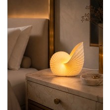 3dlab Nautilia Deniz Kabuğu Tasarımlı Dekoratif Masa Lambası, Sıcak Işık Nautilus Form Modern Masa ve Gece