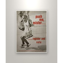 Michu Push Me, Mister… Register And Vote Poster, Vintage Afiş Duvar Tablosu Çerçevesiz