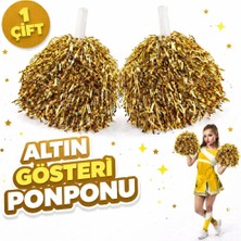 Ronanna Buğz 1 Çift ( 2 Adet ) Altın Renk 23 Nisan 19 Mayıs 29 Ekim Okul Gösteri Ponponları Ekstra Dolgun