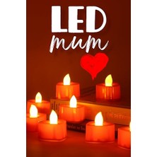 8 Adet Mini LED Mum Seti Pilli Dumansız Alevli Ledli Dekoratif Yapay Mum Dekor Işığı (8 Adet (Kalp Kırmızı 4 Cm))
