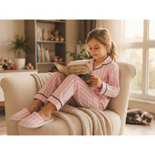 Cubbux Kız Çocuk Terlikli Pijama Takımı Seti %100 Pamuklu Rahat