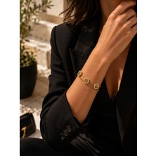Adata Jewelry Çelik Altın Kaplama Zirkon Taşlı Kadın Hayat Ağacı Model Bileklik Gold Uzatma Zincirli