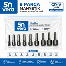 5N Vera 9 Parça Manyetik Somun Adaptör Seti CR-V Çelik 5-13 mm Uzun Ömürlü Kullanım