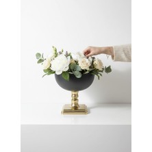 Mono Decors Metal Vazo Siyah Boyalı Gold Ayaklı Orta Boy