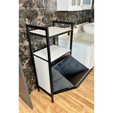 Vaelmont Metal ve Ahşap Kombinasyonlu Banyo Düzenleyici Kirli Sepeti Çamaşır Sepeti