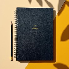 Fark Tanıtım 4 Aylık Hedef ve Egzersiz Planlayıcı Defter, A5 Spiralli, 132 Sayfa, Suni Deri Kapak | Fit Journal (Lacivert)