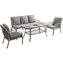 Rehome Capri Swing Pisa Üçlü Rattan Bahçe Balkon Oturma Grubu | Gri | 800