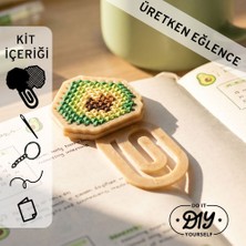 Etamina Gardemina Serisi: Avokado Etamin Çarpı İşi Kitap Ayracı- Yeni Başlayanlar İçin Hobi Seti
