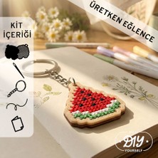 Etamina Gardemina Serisi: Karpuz Etamin Çarpı İşi Anahtarlık- Yeni Başlayanlar İçin Hobi Seti