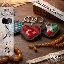 Etamina Terramina Serisi: Gönül Coğrafyası - Kardeşlik 3'lü Anahtarlık Etamin Çarpı İşi - Yeni Başlayanlar İçin Hobi Seti
