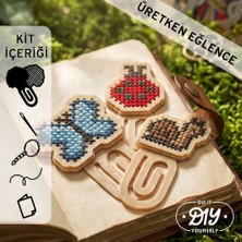 Etamina Gardemina Serisi: Bahçe 3'lü Kitap Ayracı Etamin Çarpı İşi - Yeni Başlayanlar İçin Hobi Seti