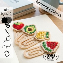 Etamina Gardemina Serisi: Yaz Meyveleri 4'lü Kitap Ayracı Etamin Çarpı İşi - Yeni Başlayanlar İçin Hobi Seti