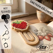 Etamina Çilek Figürlü Kanaviçe Kitap Ayracı Kiti