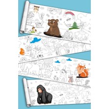 Aesco Sina Ticaret Sevimli Dostlar Hayvanlar Alemi Dev Boyama Kağıdı Rulosu, 5 Metre x 45 Cm, Kuşe Kağıdı, Çocuklar Için Eğitici Boyama Aktivitesi