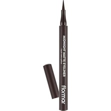 Aesco Flormar Mat Likit Kalem Eyeliner (Kahve) - Midnight Matte Eyeliner - 002 Brown - 8690604641659
