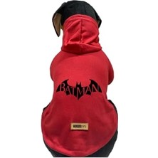 Aesco Kapişonlu Sweatshirt Köpek ve Kedi Kıyafeti - Kırmızı Batman L Beden
