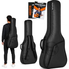 Aesco Luca Siyah Akustik Gitar Kılıfı Kalın Taşıma Çantası (Eğitim Metodu Hediye)
