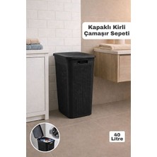 Orvessa Kapaklı Şır Sepeti Banyo Organizeri Çamaşır Sepeti