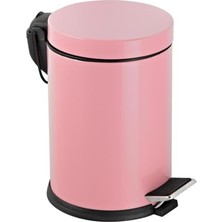 Aesco Premium Serisi 12 Litre Hacimli Paslanmaz Banyo-Mutfak Pedallı Çöp Kovası Pembe, 12L