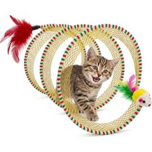 Aesco Kedi Tüneli Oyuncak Spiral – Interaktif Kedi Oyuncağı – Fareli ve Tüylü Tasarım – Katlanabilir Kedi Tüneli – Kediler Için Oyun ve Enerji Atma Oyuncağı – Dayanıklı Tasarım