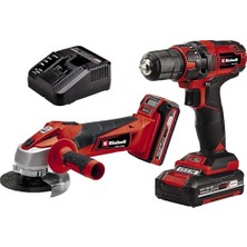 Aesco Einhell Akülü Alet Seti Tc-Tk 18 Li Kit, Power X-Change (Lityum-Iyon, Vidalama Tc-Cd 18/35 Li + Avuç Taşlama Tc-Ag 18/115 Li, 1,5 Ah ve 3,0 Ah Akü Dahil) - 4257238
