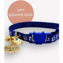 Aesco Caramelos Güvenlik Kilitli Kedi Tasması, Isimli Kedi Tasması, Kedi Isimlik, Kedi Künyesi, Safety Click Mavi 3-Standart
