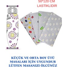 PremiumPort Orvessa Dekoratif Desenli Kumaş Ütü Masası Örtüsü, Elastik Lastikli, 50X120 cm