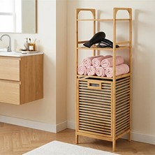 Orvessa 120 cm Doğal Bambu Banyo Düzenleyici Raf – Çok Amaçlı ve Katlanabilir Çamaşır Sepeti