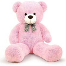 Aesco Papyonlu Sevimli Peluş Şaşkın Ayı 80 cm - Sevgiliye Özel Hediye Pembe