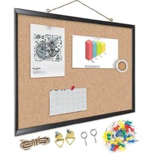Aesco Mantar Pano Mdf Çerçeve 60X90 cm 1 Adet Harita Çivisi Hediyeli Duvara Monte Mantar Çerçeve Evde Okulda Büroda Ofiste