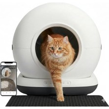 Aesco Haustier CB002 Kameralı Akıllı Otomatik Kedi Tuvaleti, App ile Uzaktan Kontrol, 72LT Hazne, 7lt Çöp Haznesi (Beyaz-Bej)