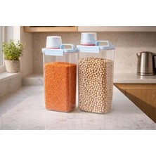 Aesco Pikas 2'li Büyük Boy Saklama Kabı – Ölçekli Kapak, Sızdırmaz Erzak Bakliyat ve Deterjan Için Çok Amaçlı Set