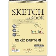 Aesco Sahra A5 Eskiz Defteri - 90 Gr. 100 Yaprak Spiralli Kaliteli Sanatçı Çizim Defteri