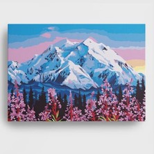 Aesco Sayılarla Boyama Tuval Hobi Seti Dağ Manzarası Temalı Fırça ve Boya Dahil Set (Çıtalı) 50X70 cm Kendin Yap Sayılarla Tuval Boya Kiti (Kasnaklı)