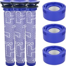 Aesco Dyson V8 V7 Için Filtre, Dyson V8 V7 Animal Motorhead Absolute Cordless Elektrikli Süpürge Için Yedek Filtre ve Ön Filtre, 3 Motor Sonrası Filtre ve 3 Ön Filtre, Yedek Filtre, Temizleme Fırçası ile