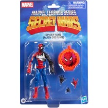Aesco Efsaneler Serisi Gizli Savaşlar Örümcek Adam (Alien Kostümü), Retro Çizgi Roman Koleksiyon 15,8 cm Aksiyon Figürü Mercek Kalkanı ile