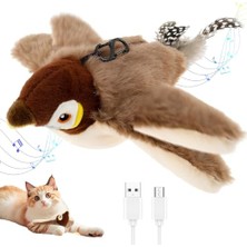 Aesco Kedi Oyuncağı Uçan Kuş Dokunmatik, Titreşimli ve Hareketli Kuş, Iple Asılabilir, Gerçekçi Kanat Çırpma Efekti, Sesli Etkileşimli Kedi Oyuncağı