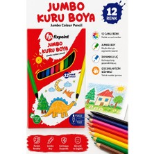 ArtMaster 12 Li Jumbo Kuru Boya Kalemi Karton Kutu 1 Paket Fixpoint Kalın 12 Renk Jumbo Kuruboya Tam Boy Renkli Kalem