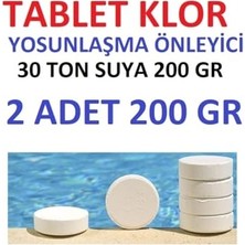 Aesco Tablet Klor 200 gr 2 Adet Yosun Önleyici Havuz Temizleyici Havuz Tablet Kloru Su Dezenfektanı