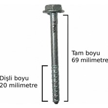 X-Perk Saplama Ahşap Ağaç Beton Ytong Vidası  Ahşap Vida Montaj Vidası Trifon Vida Metrik 6 Çap 6 Milim Boy 69 Milim  2 Adet