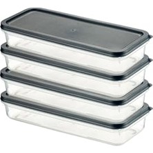 Aesco Orret Home 4 Adet Buzdolabı Organizeri – Pp Plastik Şeffaf ve Ayarlanabilir Saklama Kabı, Gıdaları Taze Tutan Fresh Box, Çok Amaçlı,mikrodalga ve Bulaşık Makinesi Uyumlu (Gri, 1200 Ml)