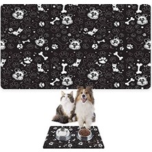 Aesco Monnhein  ve Su Evcil Hayvan Beslenme Matı, Kolay Temizlenen Emici Su Geçirmez Kumaş, Küçük Orta Boy ve Büyük Kedi ve Köpekler Için Dayanıklı Köpek Kedi Paspas (40X60, Siyah Köpek Mat)