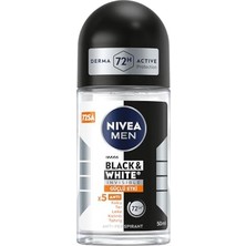Aesco Nıvea Men Erkek Roll On Deodorant Black&white Invisible Güçlü Etki 50 Ml,72 Saat Anti-Perspirant Koruma