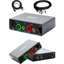 Aesco Midex GLX-700GR Xlr Üst Segment USB Stüdyo Ses Kartı 2 Giriş 2 Çıkış 24BIT/192KHZ