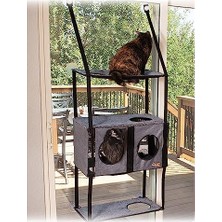 Aesco Pet Products Ez Mount Penthouse Townhouse Kedi Mobilyası, Pencere Için 4 Raflı
