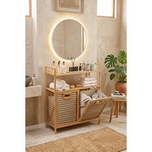 Vaelmont Bambu Banyo Düzenleyici ve Çift Bölmeli Kirli Sepet, Çok Amaçlı Kullanım Çamaşır Sepeti